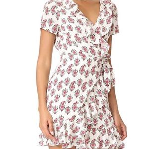 Club Monaco Menthida Floral Ruffle Silk Wrap Dress